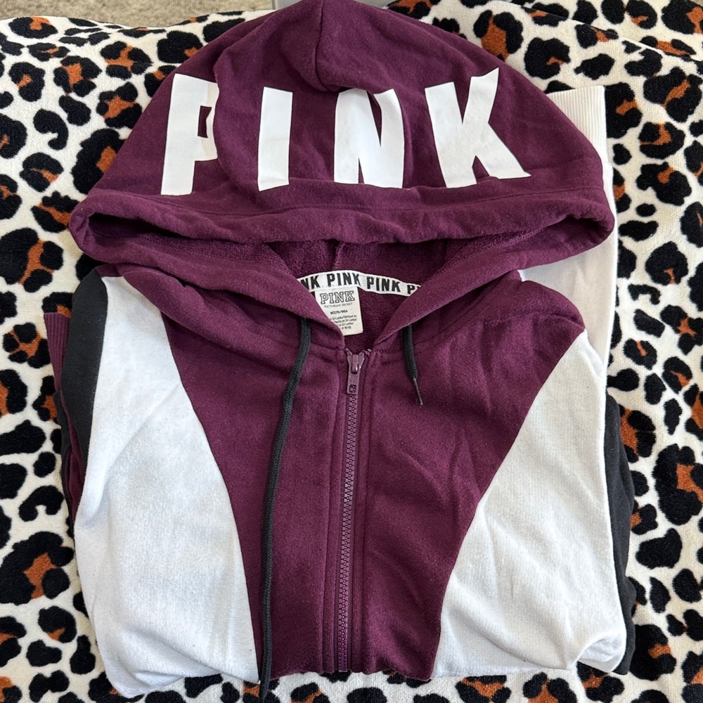 PINK Victoria's Secret Maroon and White Jacket